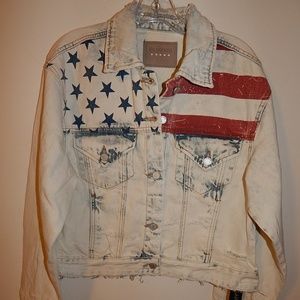BLANKNYC DENIM JAKET AMERICAN FLAG S NEW AUTHENTIC